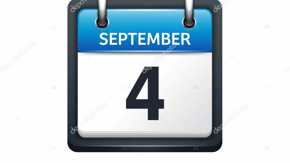 September 4. Calendar icon.Vector illustration,flat style.Month and date.Sunday,Monday,Tuesday,Wednesday,Thursday,Friday,Saturday.Week,weekend,red letter day. 2017,2018 year.Holidays.